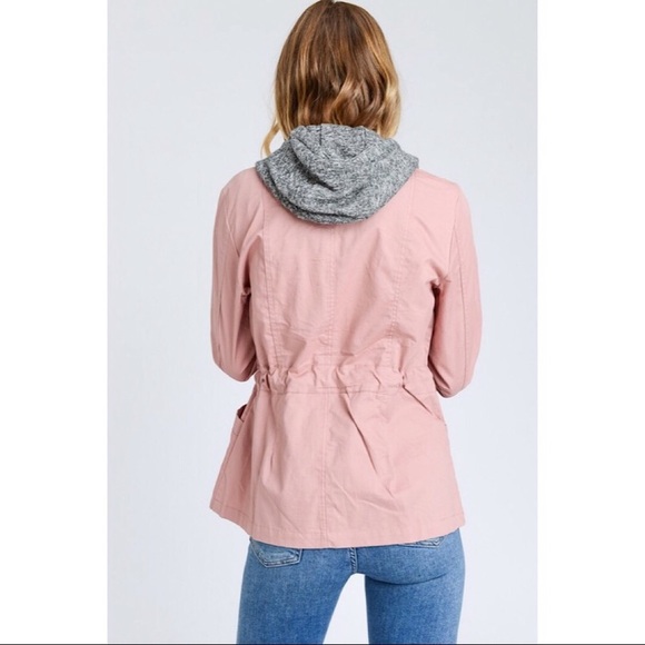 LAST: Medium Mauve Utility Jacket with Hoodie - Picture 3 of 3